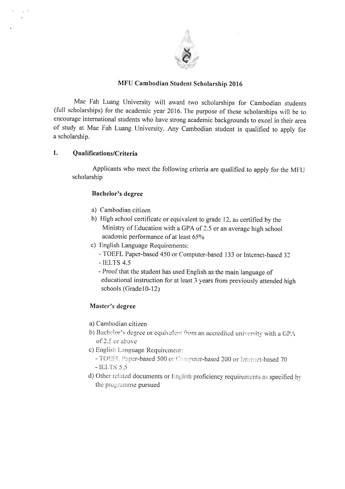 Thai scholarship